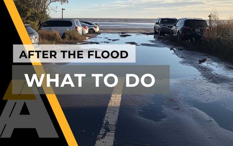 Flooded asphalt from gulf waters