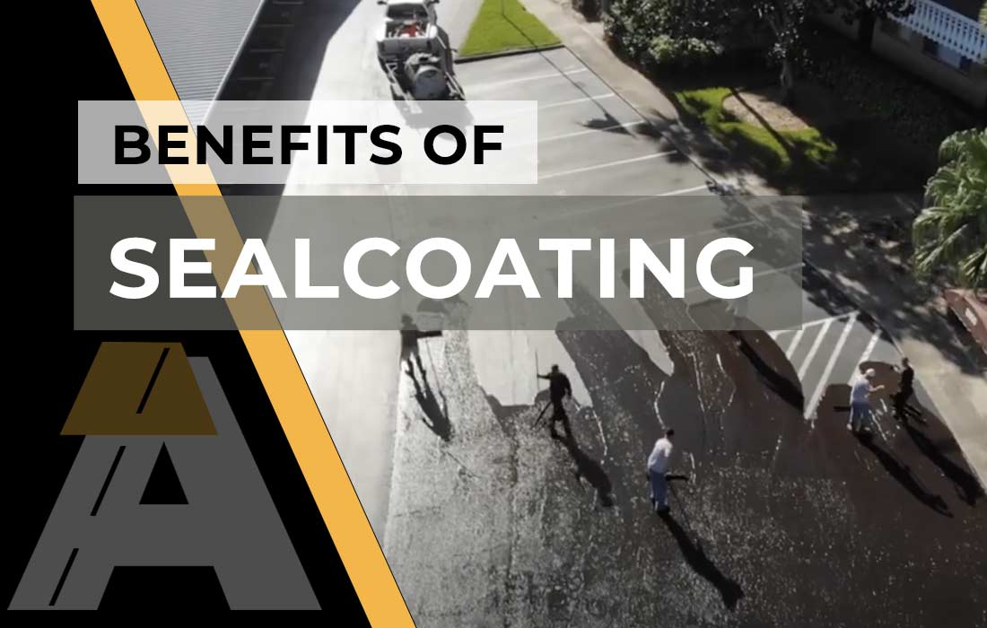 Sealcoating a large asphalt parking lot in Clearwater