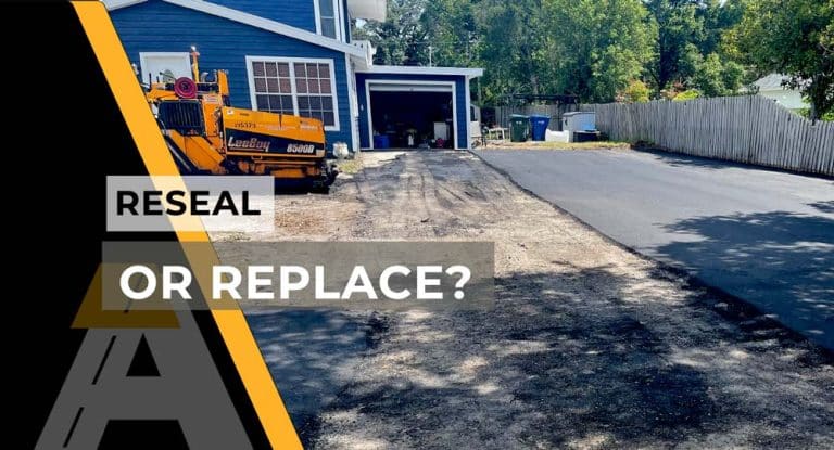 Asphalt driveway during resurfacing