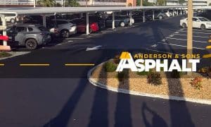 Completed Gulfport parking lot after asphalt repair, sealcoating and fresh striping