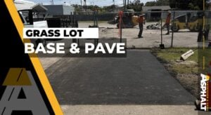 New asphalt patch filling a former grassy gap between two parking areas