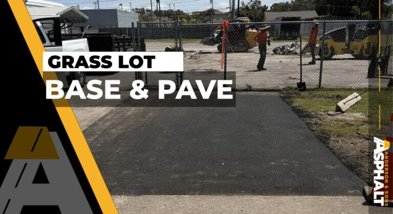 New asphalt patch filling a former grassy gap between two parking areas