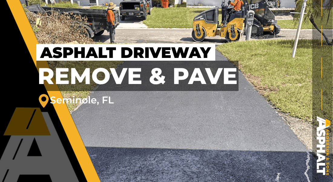 New asphalt driveway after removal and repaving in Seminole, FL